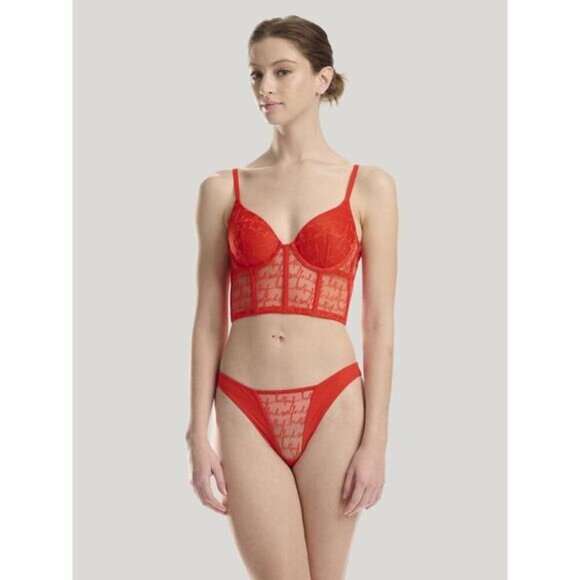NWT WOLFORD Logo Obsessed Bustier Sz 34B Red Glow - Picture 7 of 11